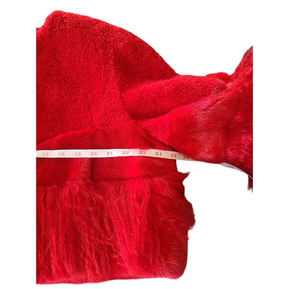 Gorski Lamb & Mink Red Snap Front Cropped Jacket Size Large - Picture 10 of 12